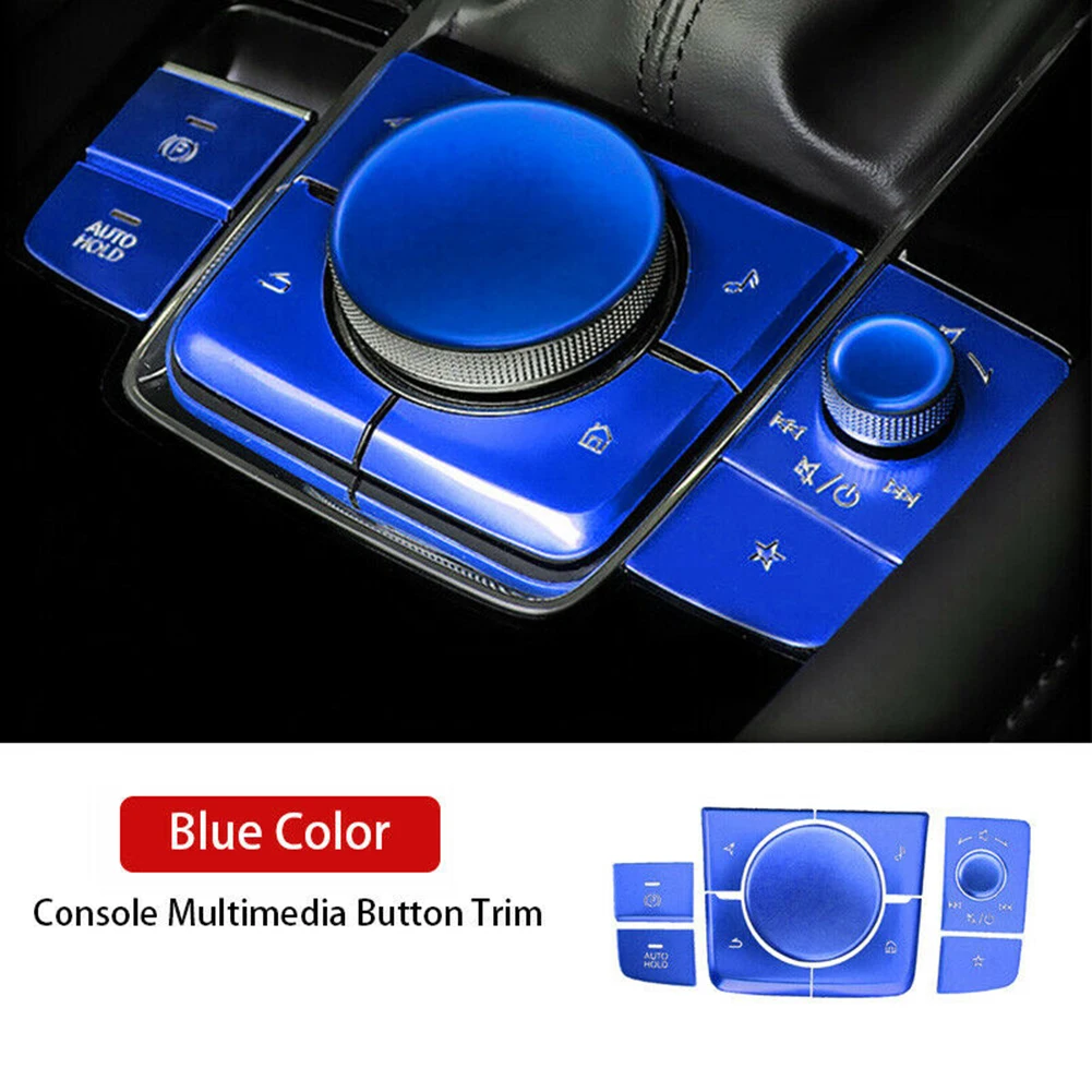 

1 PCS Aluminum Alloy Car Button Decoration Accessories Auto Console Multimedia Button Cover Trim For Mazda 3 CX30
