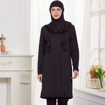 Modest Islamic Swimwear Arab Full Cover Swimsuits Sports Beach Wear Muslim Women Black Dress Burkinis