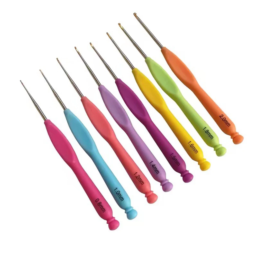 Crochets en aluminium avec poignée en caoutchouc coloré, 8 pièces, 0.8-2.0mm 1