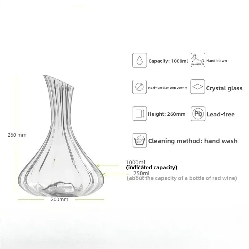 European Style Luxury Crystal Glass Wine Decanter with Handle forRed Wine Elegant Home Barware Drinking Accessories