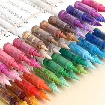 Set di pennarelli professionali per artisti da 9 colori/scatola - Pennarelli acrilici liquidi a linea retta con disegno a punta morbida, pittura per graffiti fai da te