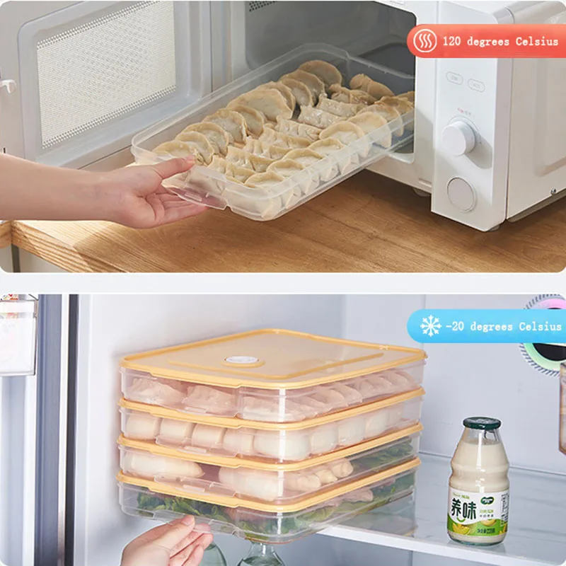 Kitchen Organizer Dumpling Box With Lid Refrigerator Keep Fresh Jiaozi Storage Box Transparent Dumpling Food Storage Container 5