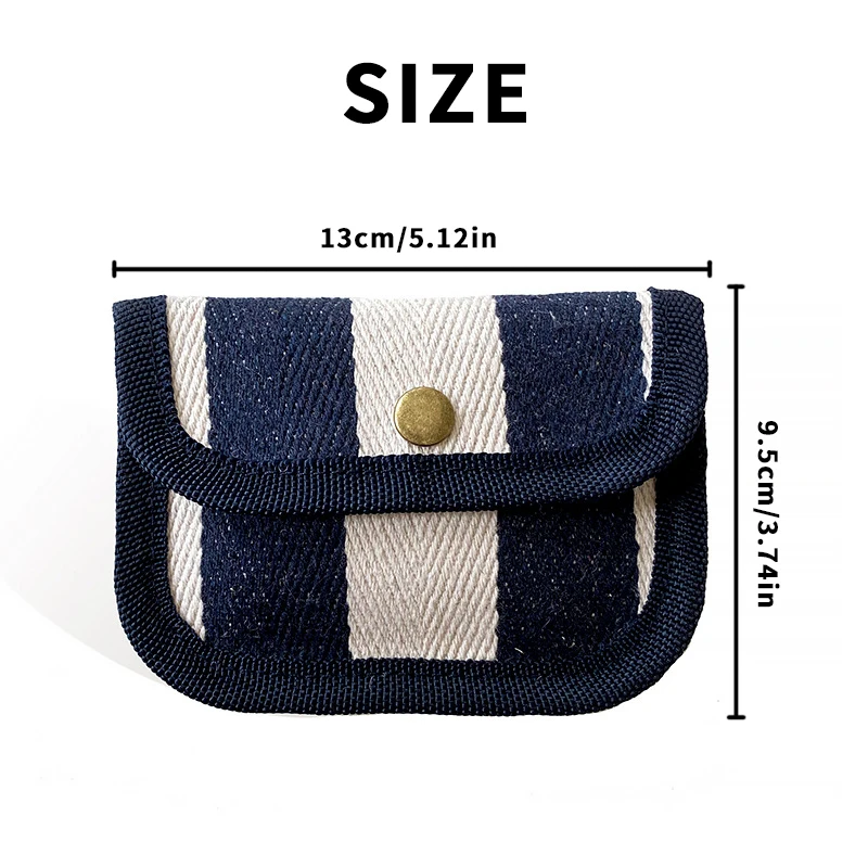 Canvas Hasp Credit Card Holder Wallet Women Men Small Striped Plaid Coin Bags Headphone Key Id Credit Card Cover Storage Bags