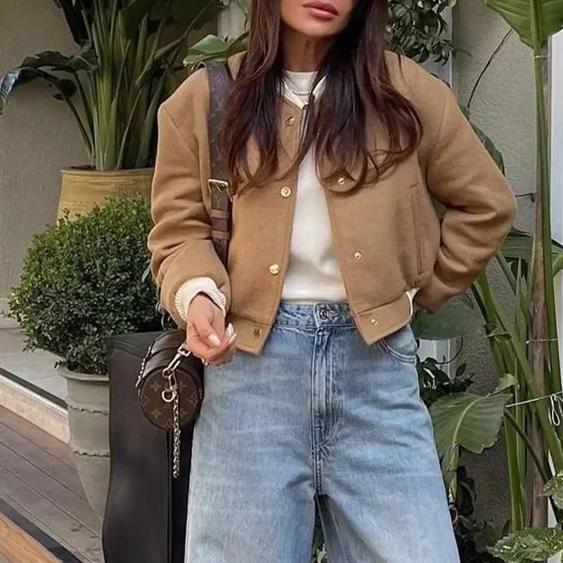 Women's Bombers Jackets Coat Khali Short Outwear Long Sleeve Vintage Vested Female Kurtki Casual Loose Korean zaaztrafins Jacket