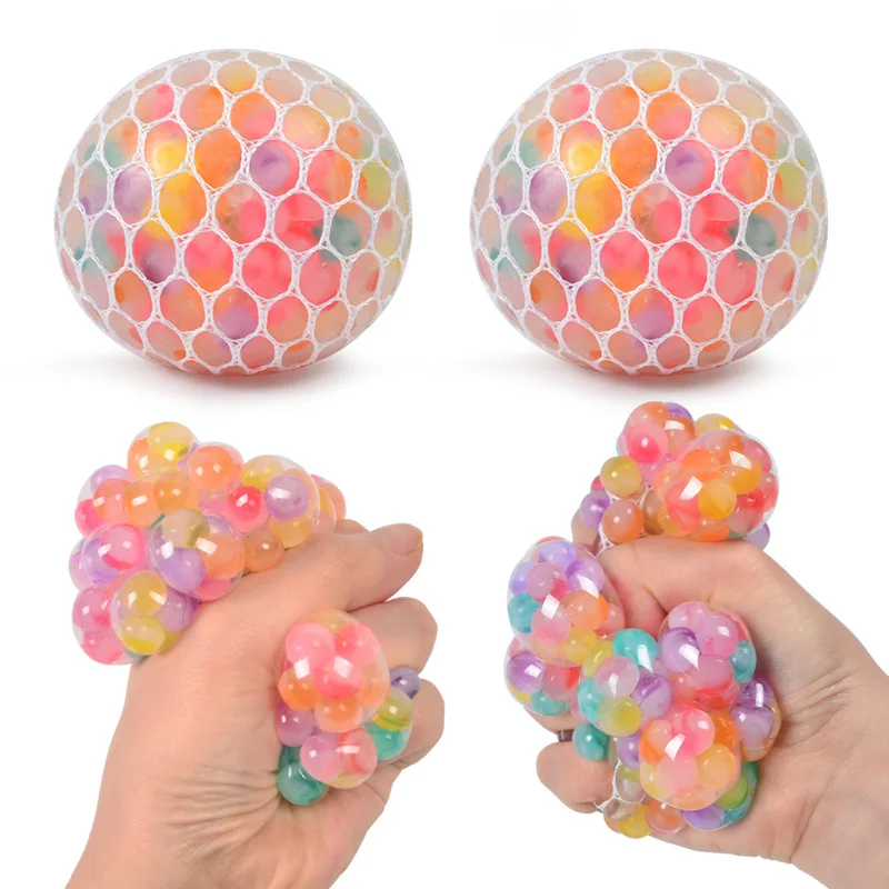 The Rainbow Bead Pressure Reducing Ball Squishy Fidget Toys Funny Stress Reliever Reduce Pressure Prop for Childrens and Adults