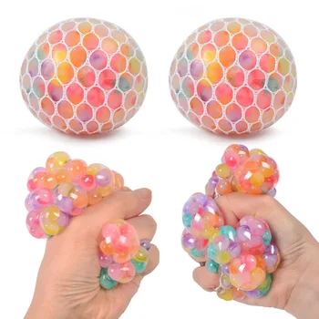 The Rainbow Bead Pressure Reducing Ball Squishy Fidget Toys Funny Stress Reliever Reduce Pressure Prop for Childrens and Adults