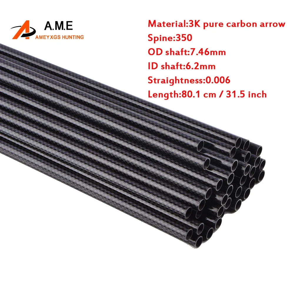 12 Flèches Carbone Pur ACCMOS – ID 6,2 Mm Ou 4,2 Mm, Pour Chasse Ou Tir