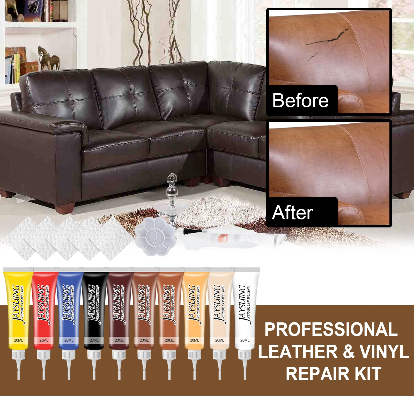 Leather Repair Gel 20ml Leather Repair Gel Color Car Repair Scratches Cracks Sofa Auto Seat Leather Complementary Refurbish Cream Paste