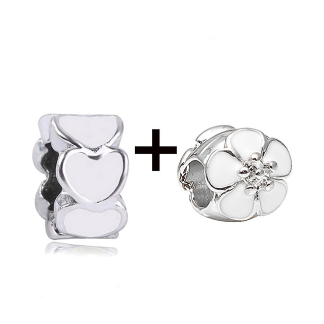 New Design White Heart Charm Beads Pendant Fit European Style Brand Bracelets Necklaces For Women Jewelry Making