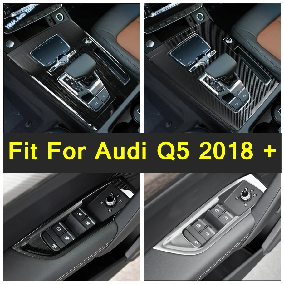 

LHD Car Console Gearbox Panel Armrest Window Lift Button Protection Cover Trim Fit For Audi Q5 2018 - 2023 Interior Accessories
