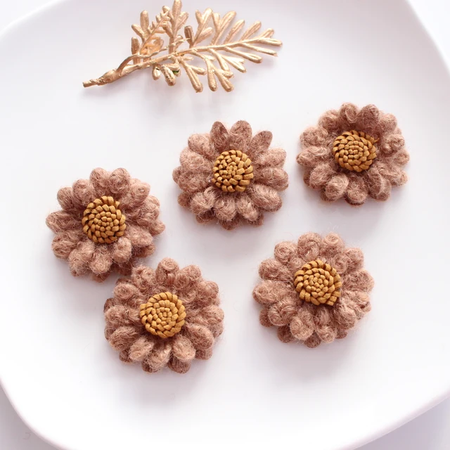 3.8cm Soft Warmer Wool Korean Daisy DIY Handmade Flower Hair Accessories Floral Fabric Flowers