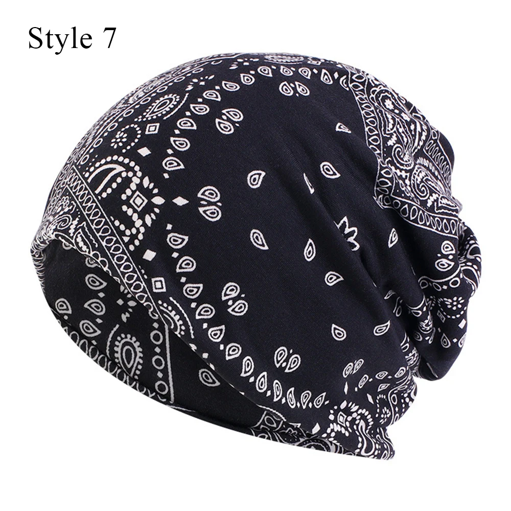 

Autumn Winter Beanie Hats For Women Men Print Slouchy Skullies Beanies Dual-Use Bonnet Turban Hat Female Stretch Scarf Face Mask