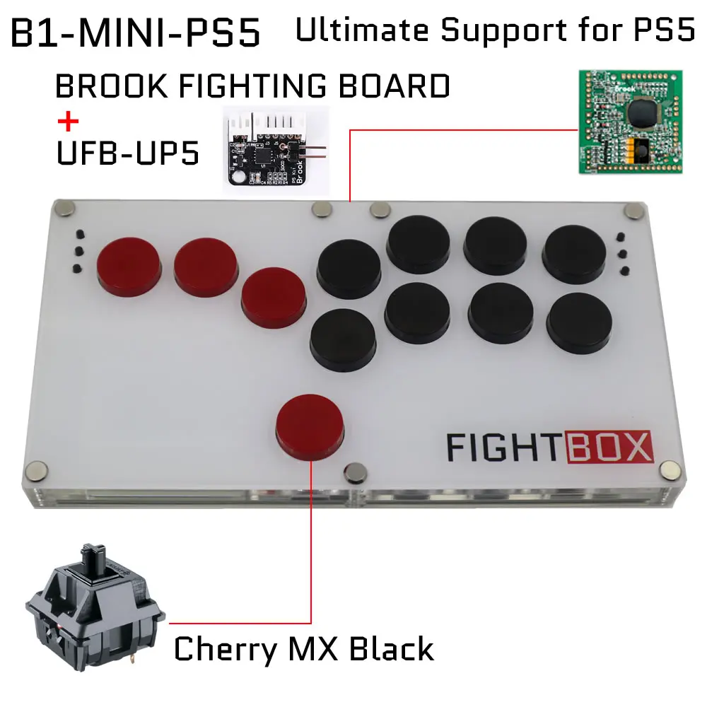 FightBox Slim Fight Stick Fighting Game Joystick Cherry MX Hot-swap Arcade Controller Mini Hitbox Game Console For PC/PS4/PS5 аркадный контроллер hori fighting stick mini для nintendo switch grey l03761