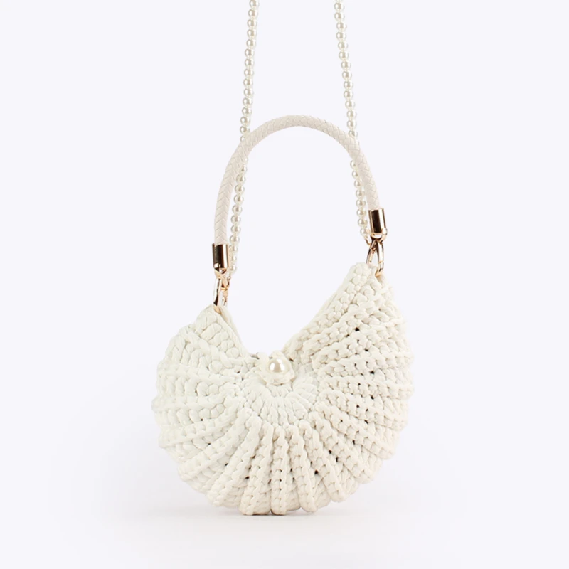 ตัวเลือกสินค้า Conch Shellถักโครเชต์Crossbodyไหล่กระเป๋า,Pearl Chain Handmadeทอกระเป๋าผู้หญิง,Elegantที่ละเอียดอ่อนน่ารักกระเป๋าขนาดกะทัดรัด
