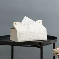 Modern Minimalist and Luxurious Living Room Coffee Table Dining Room Tabletop Tissue Box Creative Leather Drawstring Paper Box 2