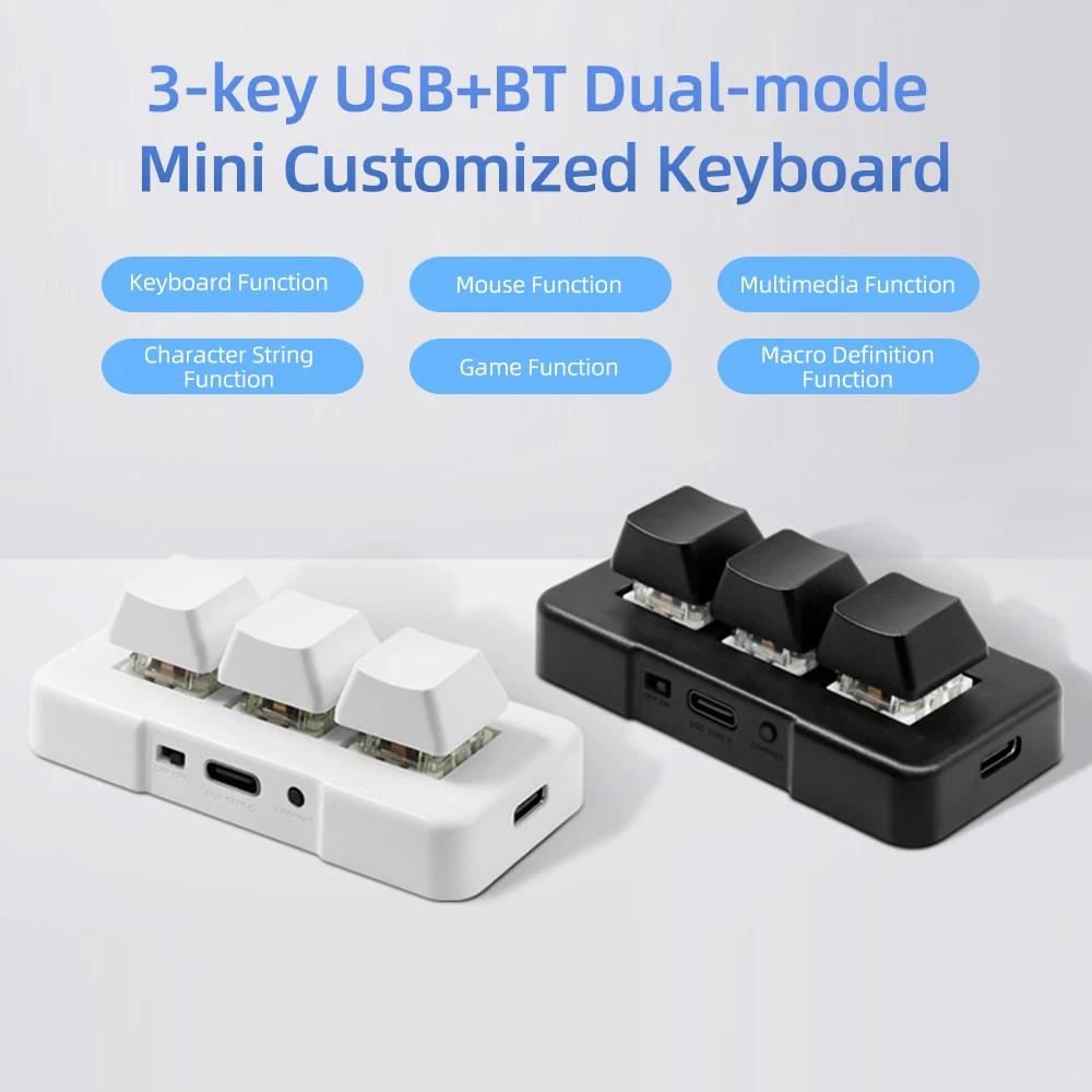 MK321BT 미니 무선 블루투스 키보드, 블루 기계식 스위치, USB + BT 듀얼 모드 연결, 사무실 게임용 멀티미디어용