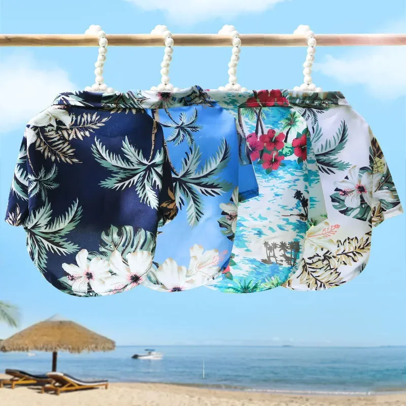 Pet Dog Shirt Hawaiian Beach Style Thin Breathable For Small Dogs Puppy Cat