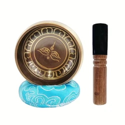 Lotus Tibetan Singing Bowl Set for Meditation, Relaxation, and Chakra Healing (Black Eye)