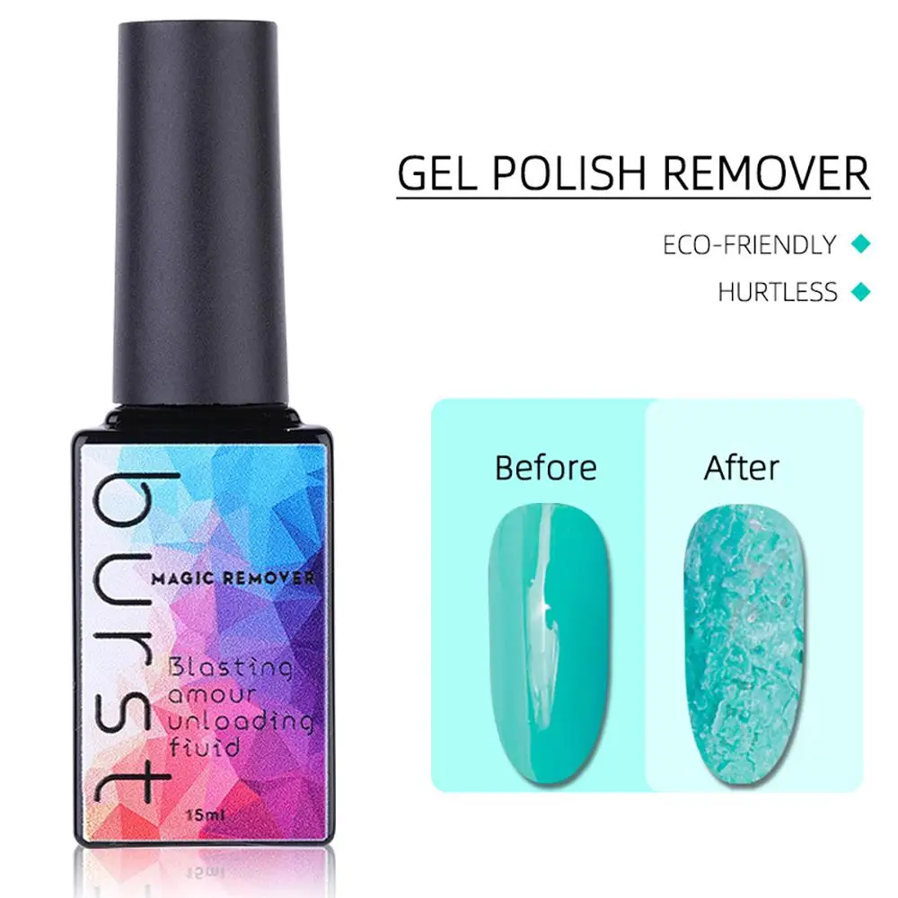 

15ml Nail Burst Gel Nail Polish Remover Healthy Fast Soak Off Gel Nail Polish UV 2min Quickly Clean Base Top Coat TSLM1