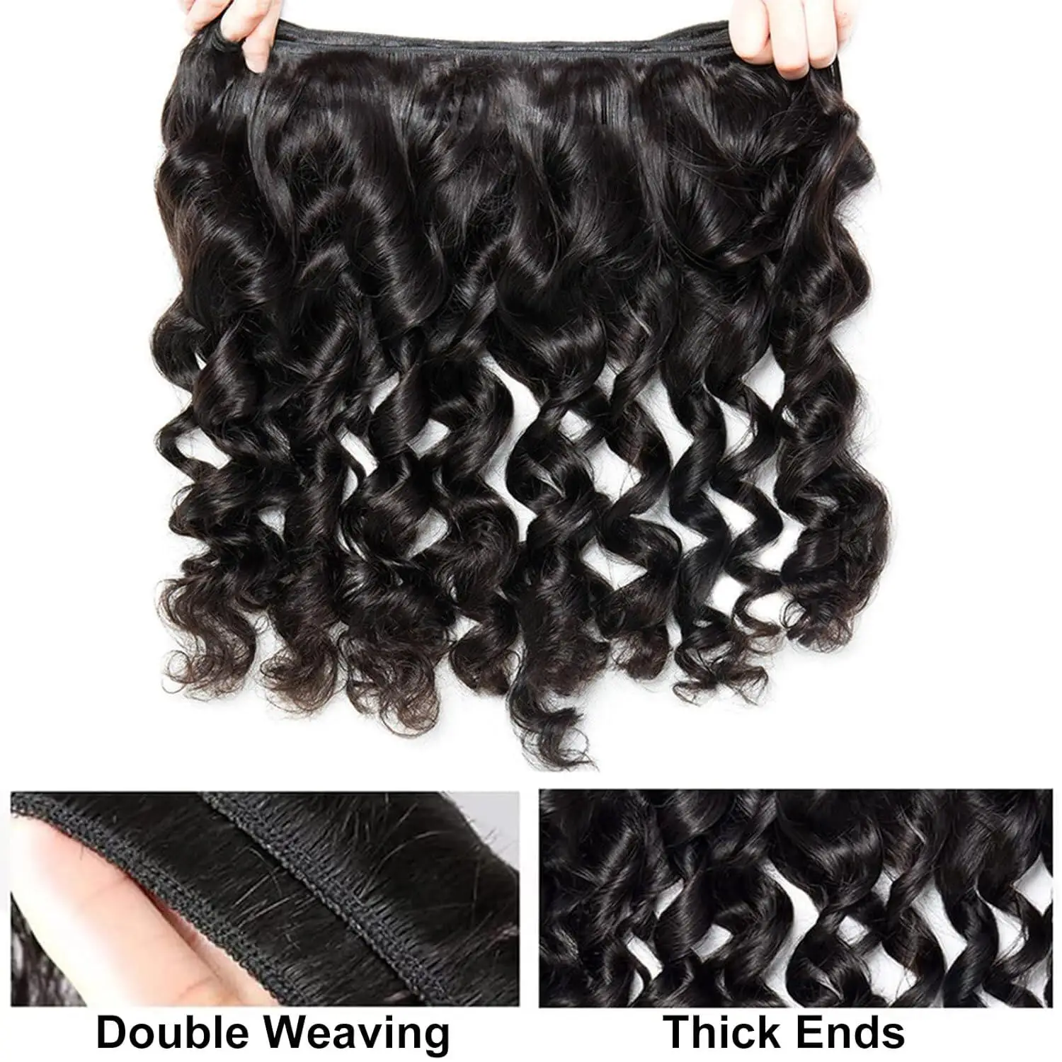Loose Wave Human Hair Bundles 100% Human Hair Bundles Natural Black 1/3 Pieces Deal Malaysia Loose Wavy Weave Extensions