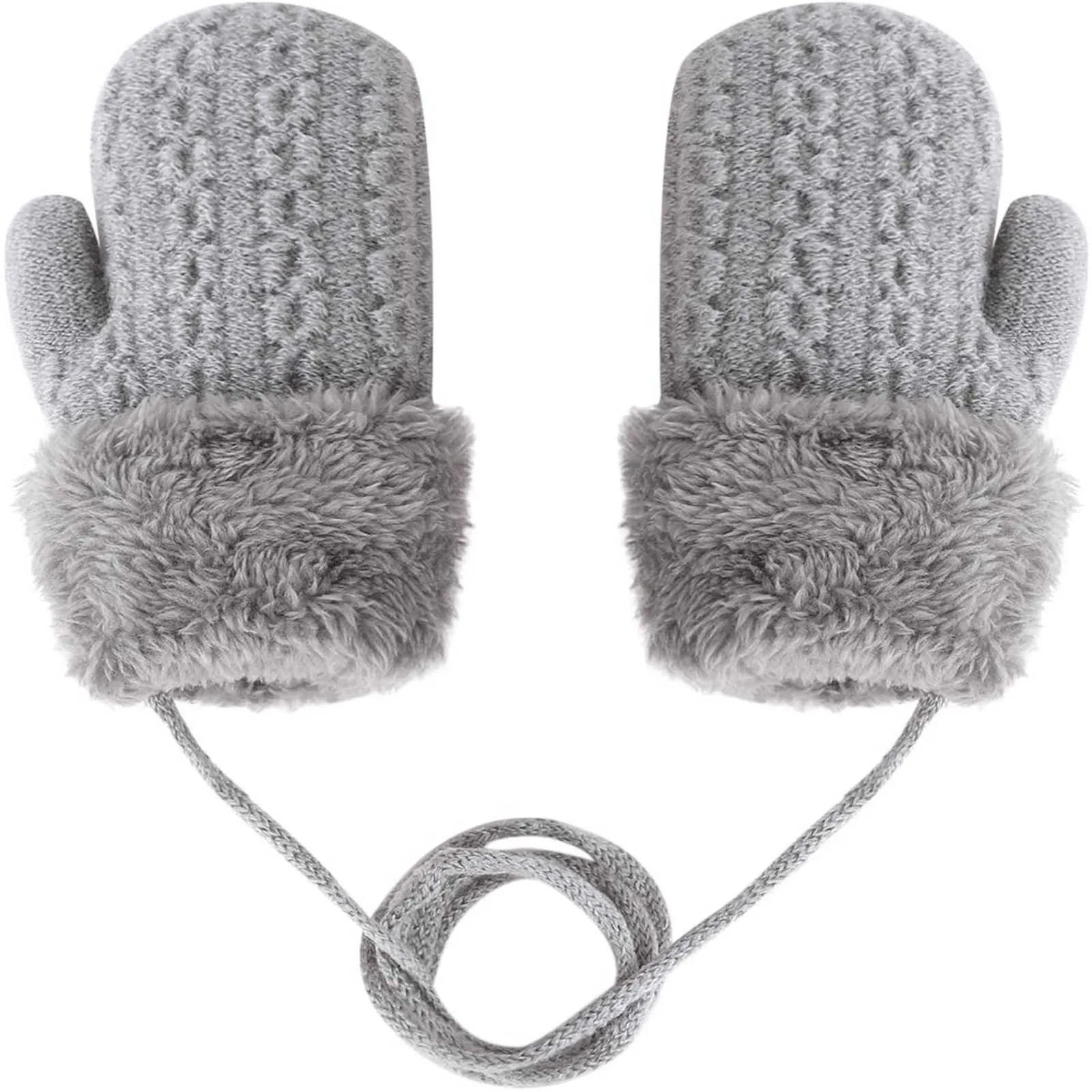 Winter Wool Knitted Gloves for Baby Boys Girls Warm Plush Thick Full Finger Baby Kids Gloves Mittens перчатки детские зимни