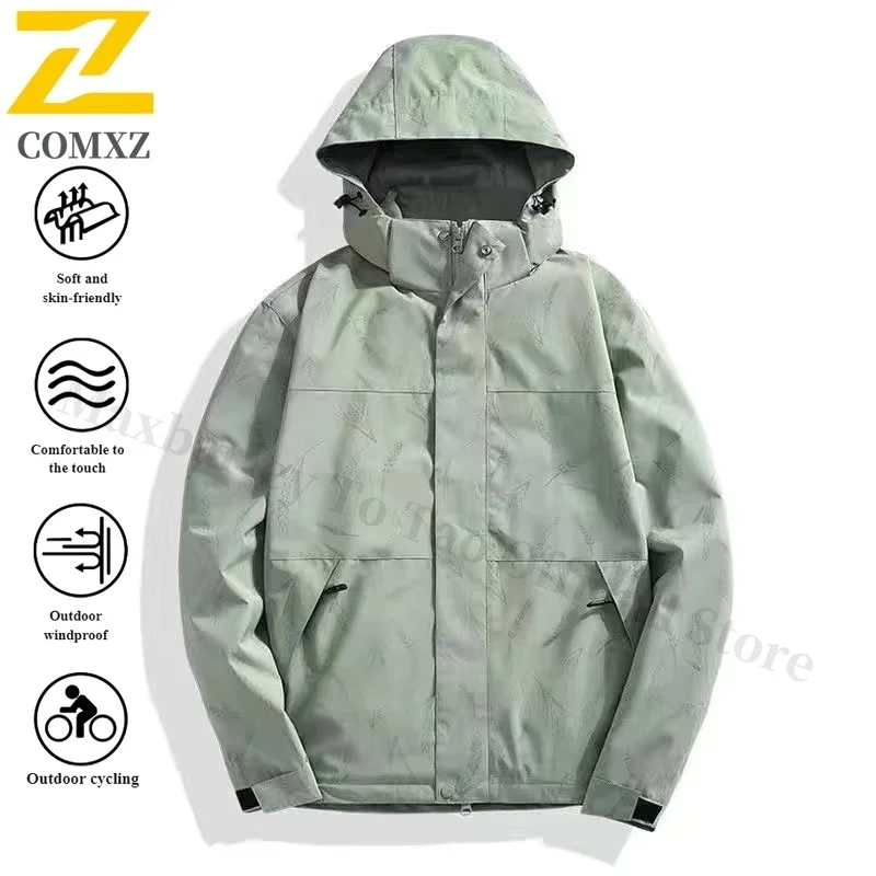 EIAO Spring Couple Waterproof Windbreaker Jacket Outdoor Casual Hiking Coat Camping Fishing Color Block Lightweight Breathable