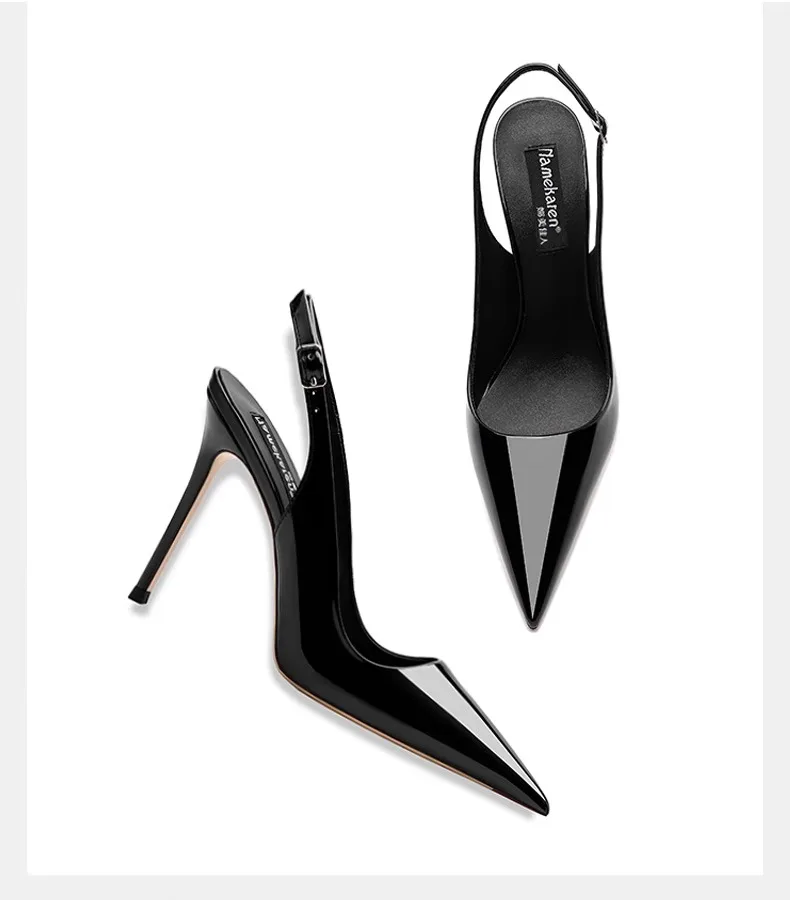 حذاء كعب بيج مفتوح من الخلف