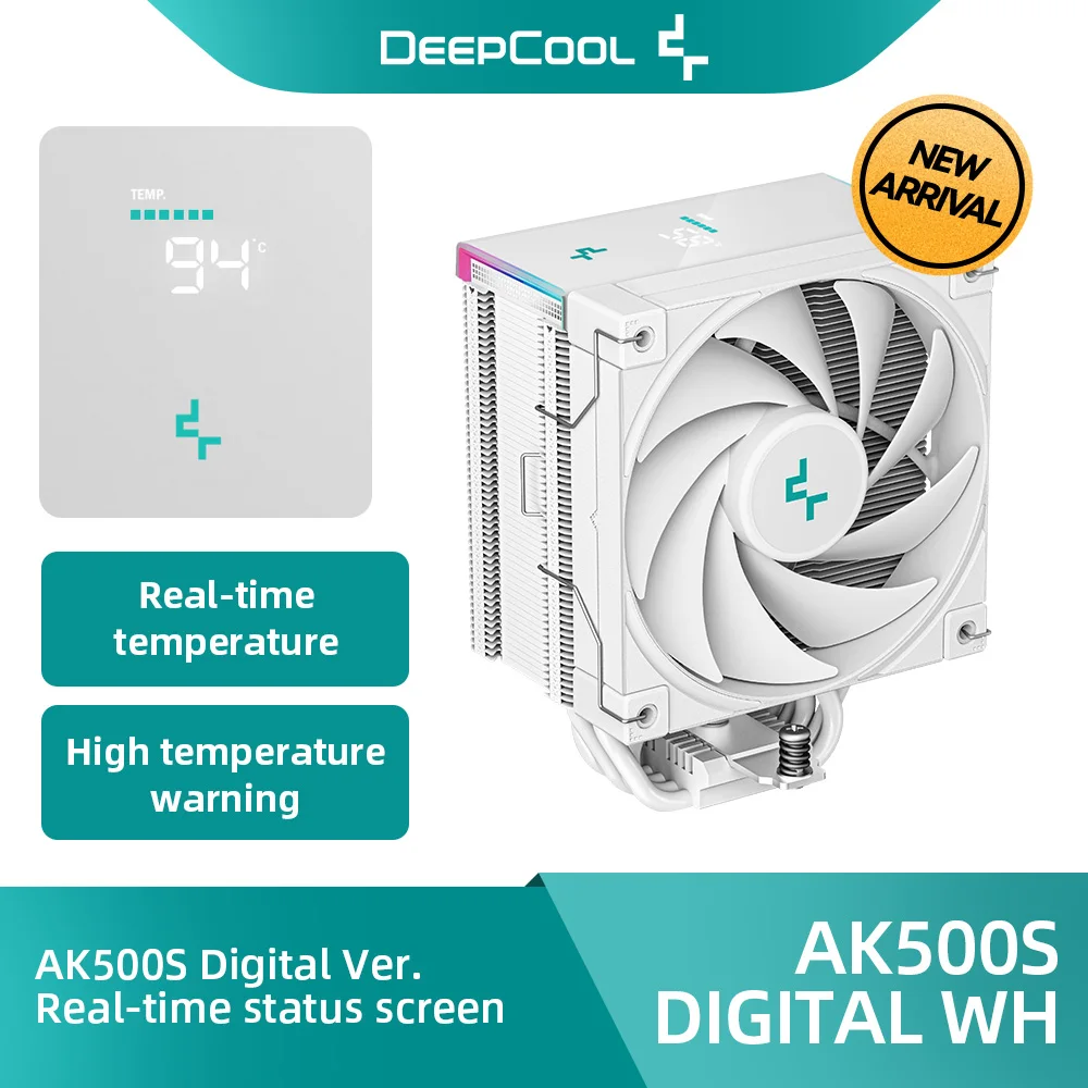 

DeepCool CPU Cooler AK500S Digital WH for AM5 1850 RPM PWM Real-time Display CPU Air Cooler with 5 Heatpipe Chip Cooling