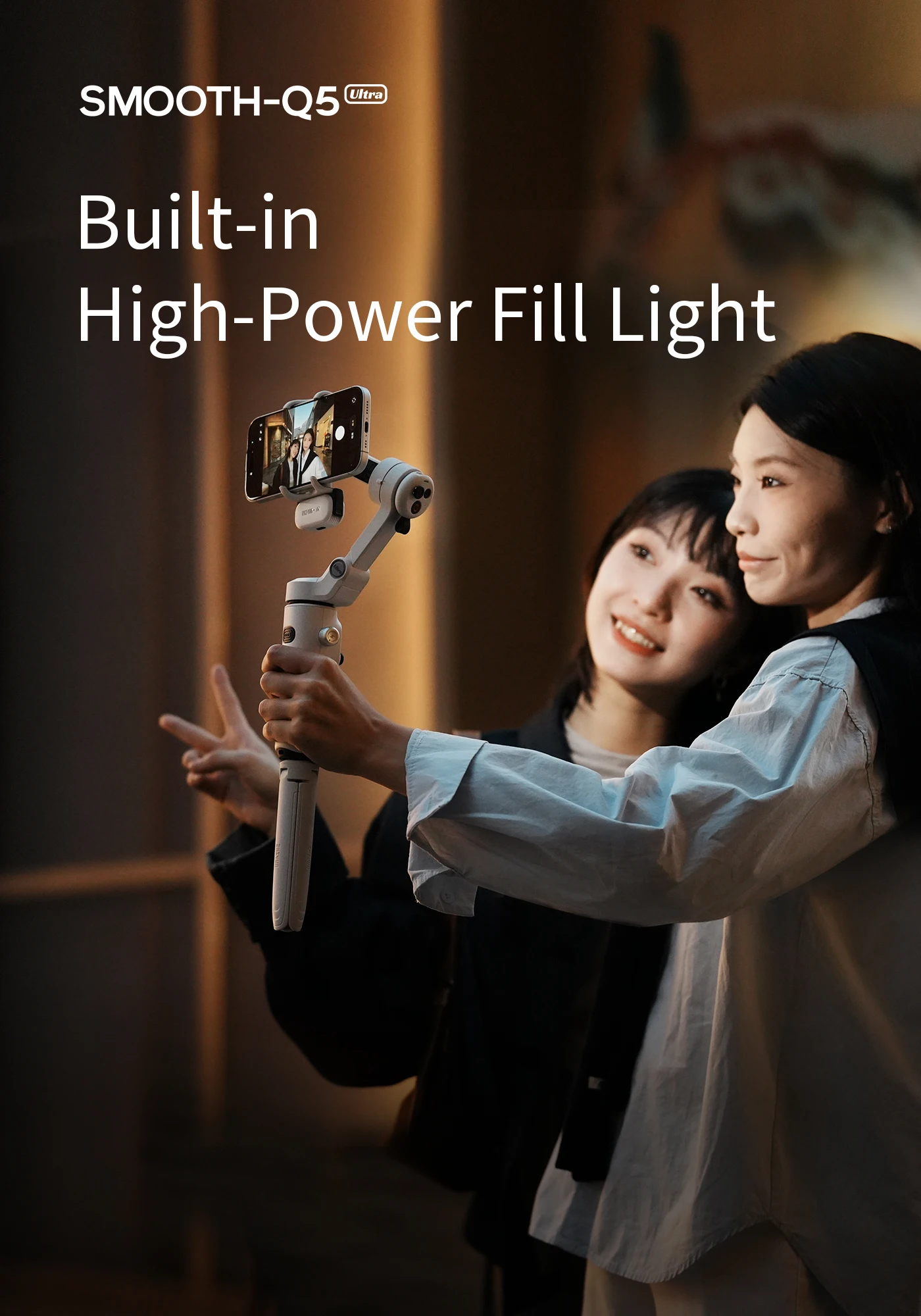SMOOTH Q5 Ultra All-Round AI Tracking Smartphone Gimbal For Photography,With Tri