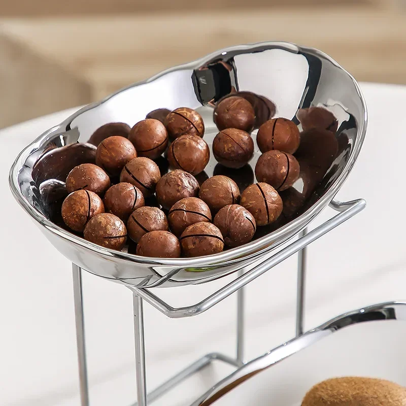 Ceramic Steel Multi Layer European Stackable Snack Serving Bowl Dry Fruit Tray Nut Candy Dried Fruit Display Storage Decor