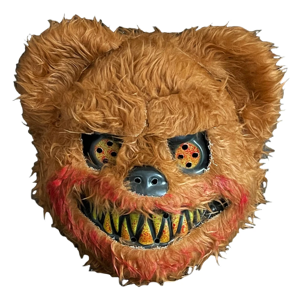Bloody Plush Animal Head Mask Halloween LED Bloody Plush Bunny Mask with LED Lights Scream Mask Cosplay Costume Party Decoration