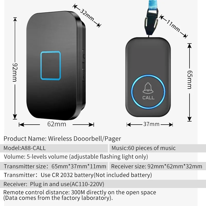 CACAZI Wireless Remote Control cercapersone Smart Home Alarm pulsante di chiamata di emergenza SOS pulsante di emergenza Wireless per pazienti anziani