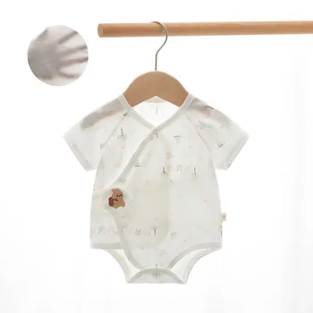 AINIGIELL ملابس أطفال صيفية جديدة لطيفة لحديثي الولادة بأكمام قصيرة بدلة مثلثة 100% قطن للرجال والنساء بدلة أطفال 3