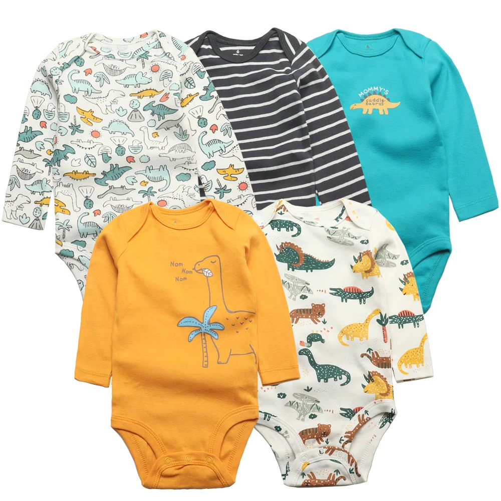 Newborn Baby Bodysuits Long Sleeve Baby Girl Jumpsuit 2023 Unisex 5-pack Cotton Baby Boy Clothes Cartoon Infantil Clothing 4