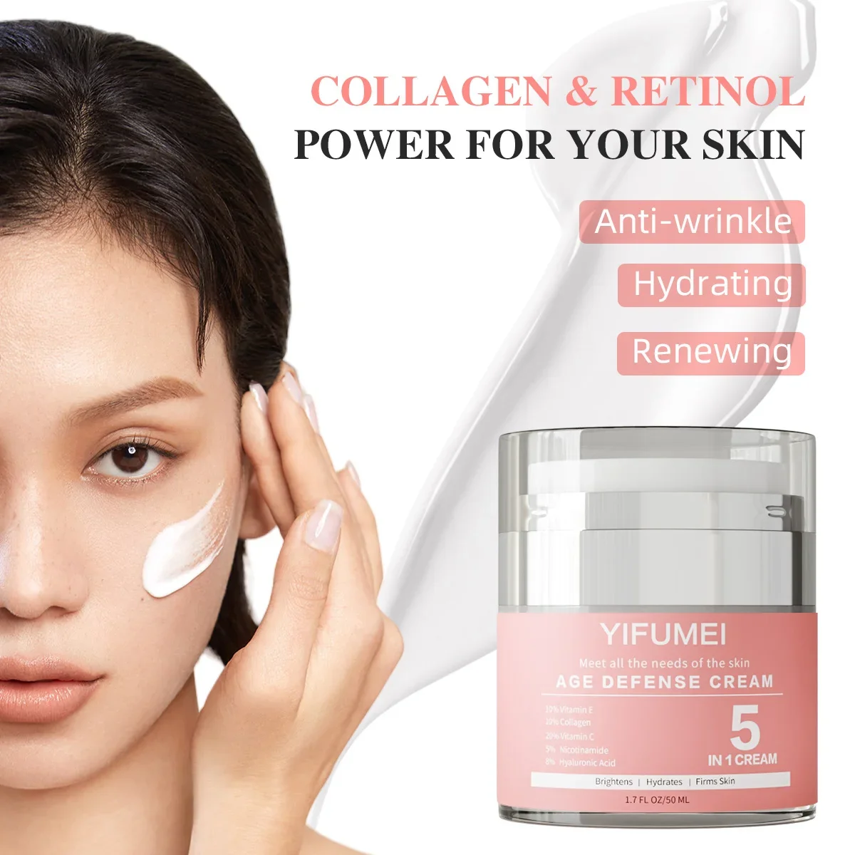 Nicotinamide 5 in1 Face Cream Vitamin C That Fades Fine Lines Anti Aging Face Cream Lightens and Moisturizes for Healthier Skin