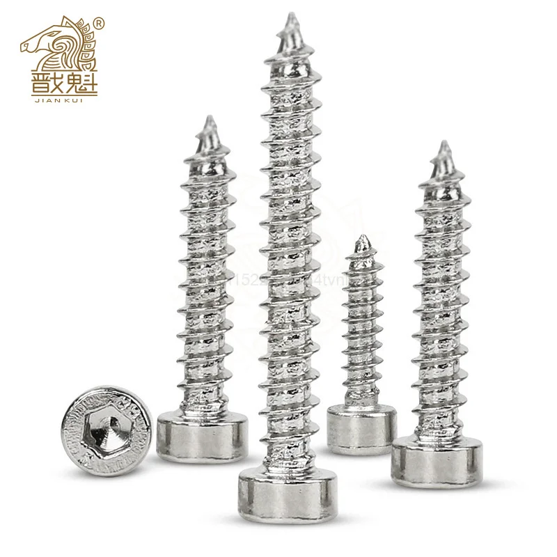 Self tapping screw M2 M2.6 M3 M3.5 M4 M5 M6 Hex Socket Cap Head Self Tapping Screw 8.8 Grade Black/Nickel Zinc Allen Head Screw for Speaker