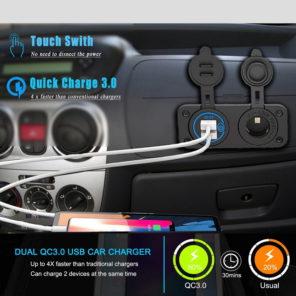 QC3.0  USB    ܼƮ ,   , ڵ Ʈ ؾ  ATV Ʈ, 2 in 1