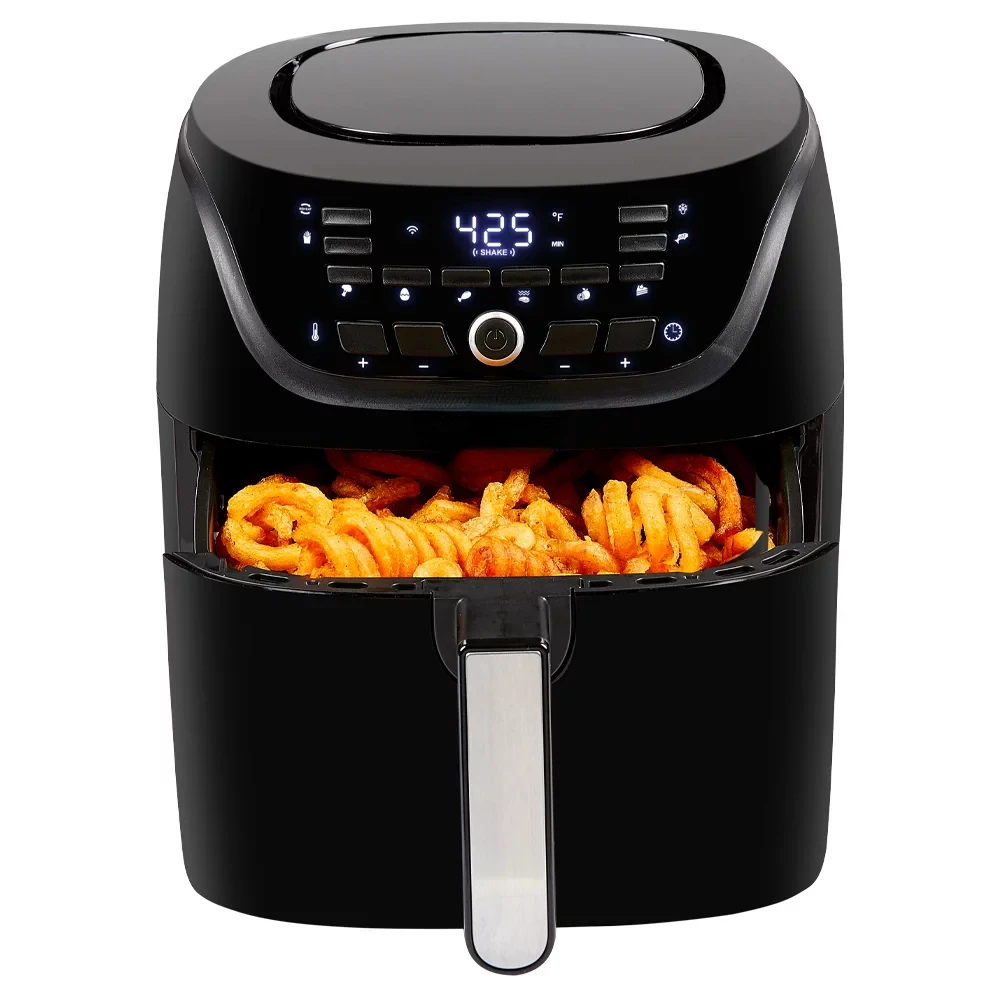 PowerXL 4-Quart Black Air Fryer with Fry Tray, LED Panel, 10 Presets,  See-Through Window, Internal Light in the Air Fryers department at