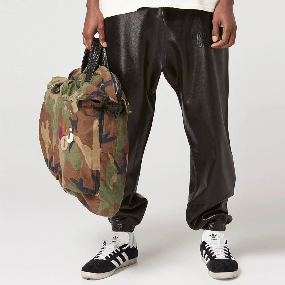 

Men Long Pants Embroidery Logo Minimalist Loose Fitting Casual Kanye West Leather Leggings Streetwear Jogger Cargo Sweatpants