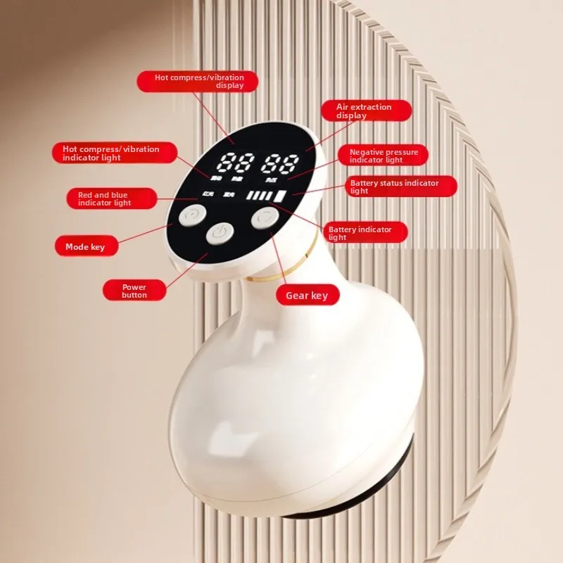 Electric EMS Body Massager with LCD Display Gua Sha Cupping Massage Hot Compress Lymphatic Drainage Fat Burning Muscle Relief