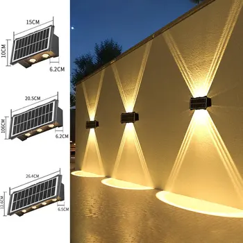 Lampada da parete a LED solare per esterni a luce solare a LED Illuminazione luminosa su e giù ad alta luminosità per la decorazione del giardino esterno Luce solare 1