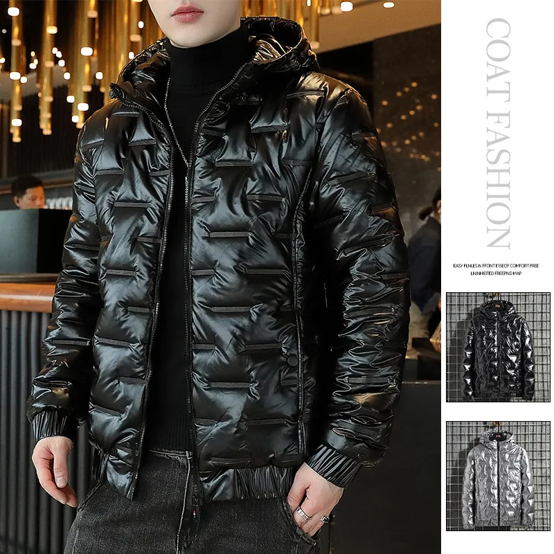 

2023 New Men Winter Jackets Bright Thickened Coat Warm Parkas Male Waterproof Coats Mens Clothing Cotton-padded Jacket Hoodies