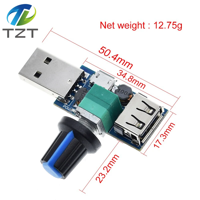 TZT Mini USB Lüfterregler Windgeschwindigkeitsregler Luftvolumenregler Kühlung Geräuschlos Multifunktions-Lüftergeschwindigkeits-Schaltmodul DC 5V – Detail 6