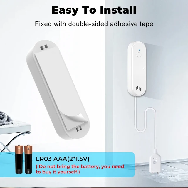 Tuya Smart WiFi Water Leak Sensor Water Overflow Level Detector 80dB Sound Alarm System Flood Leakage Sensor Remote Monitor 5