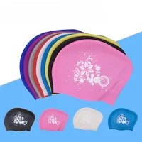 Long Hair Ear Protection Swimming Caps for Women Large Size Soft Silicone Swim Caps Floral Printed Swimming Cap Pool Accessories 2