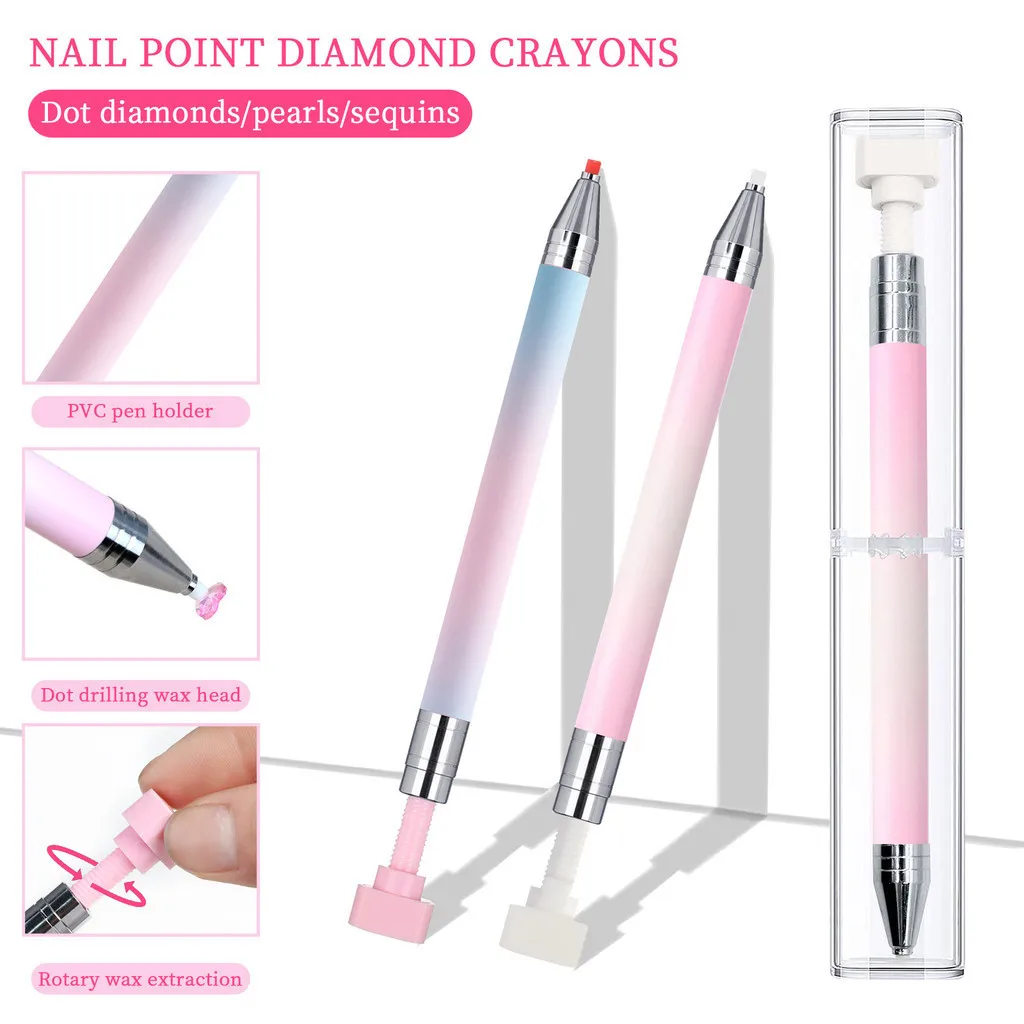Nail Dotting Pen Tool For Rhinestone Gradient PVC Holder Diamond Suction Rotary Rhinestone Picker With 6pcs Wax Manicure Sets nail art tools,nail art pen,nail art picking tools,rhinestone picker pen,rhinestone picking tool
