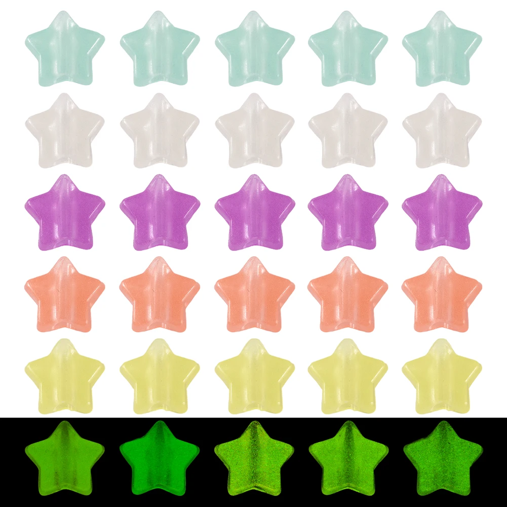 

Star Luminous Acrylic Beads Glow in the Dark Mixed Shapes Beads for jewelry making DIY Bracelet Earring Accessories Decor