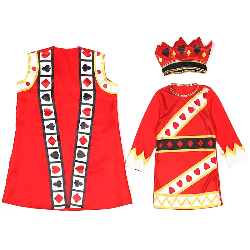 Kids King Costume with Crown & Cape Children's Royal Poker Theme Clothing Set Outfit Party Stage Dress Up