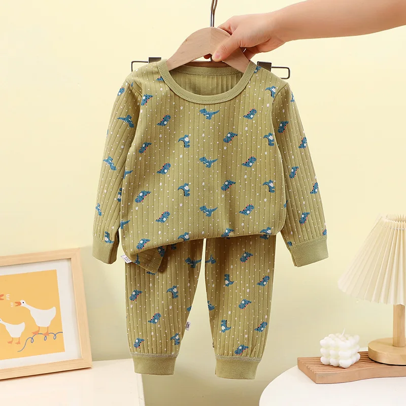 New 2024 Kids Pajamas Baby Boys Girls Cartoon Long Sleeve T-Shirt Top + Pants Toddler Spring Autumn Sleepwear Clothes Sets