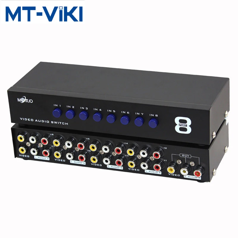 MT-VIKI 8 Way AV Audio Video Switch For XBOX DVD PS2 PS3 set top box to TV 8 in 1 out RCA Selector MT-831AV